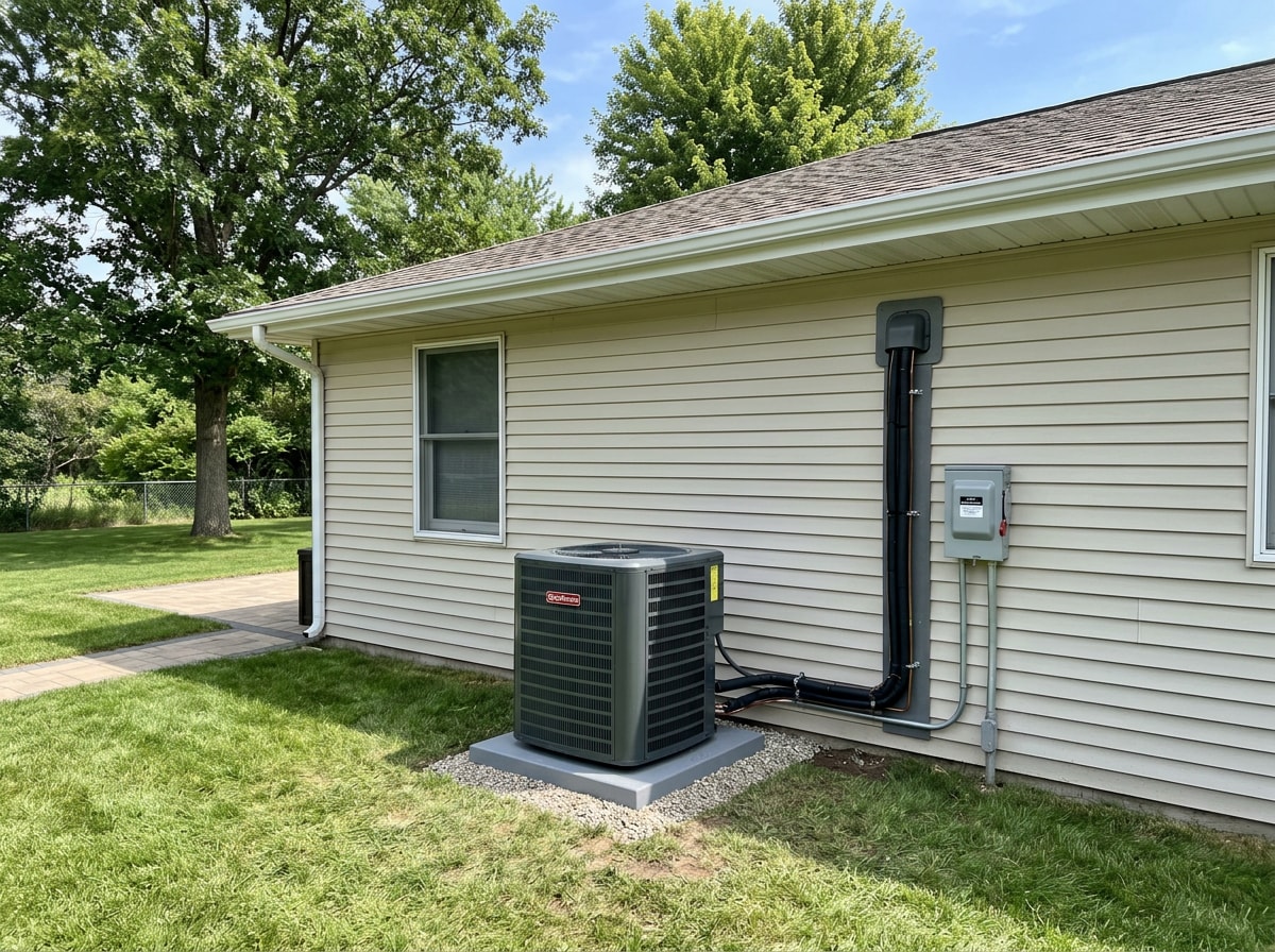 New high-efficiency furnace and outdoor condenser installed at a Boyd Wisconsin home